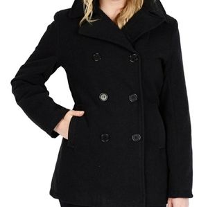 Croft & Barrow Black Wool Blend Peacoat Size Large